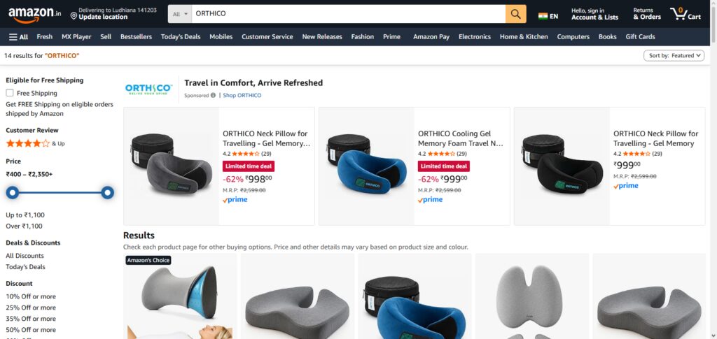 ORTHICO Cooling Gel Pillow