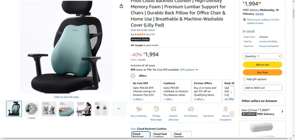 Frido Cloud Backrest Cushion