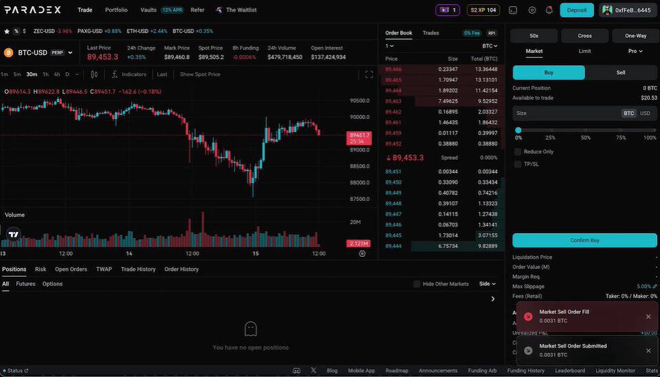 Paradex Trade