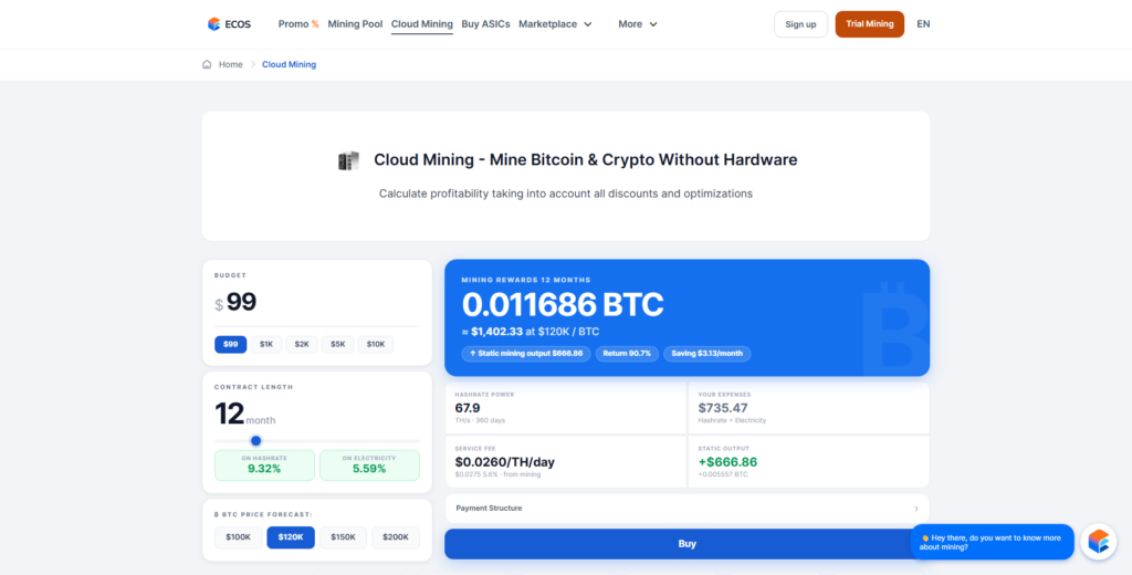 ECOS Cloud Mining ‒ Easy Hosted Mining Service.