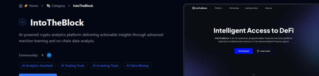 IntoTheBlock AI Analytics