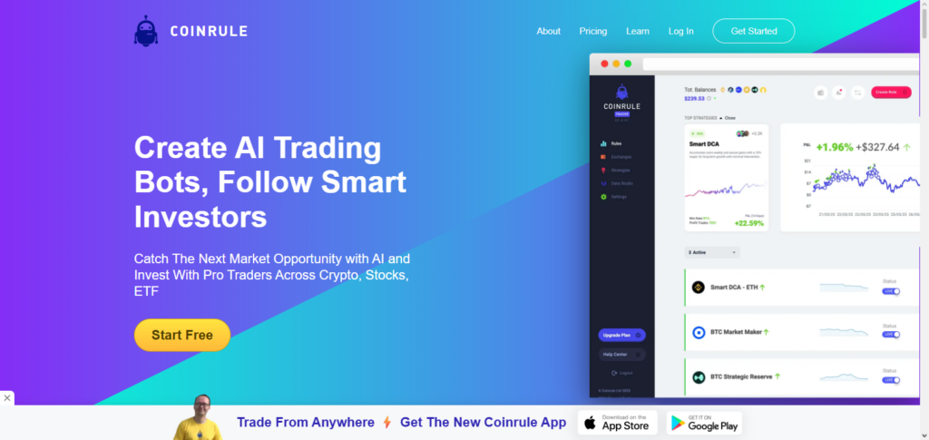 10 AI Tools to Scale Your Crypto Profits Beyond $1,000 7 Coinrule AI Bot