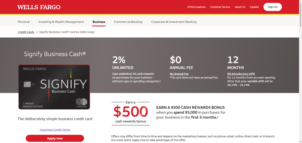 Wells Fargo Business Elite Card