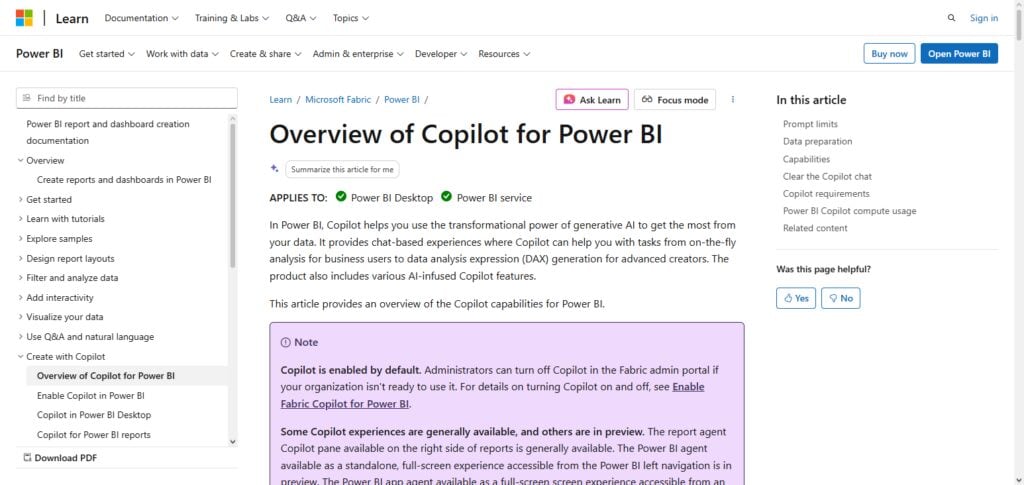 Microsoft Power BI + Copilot