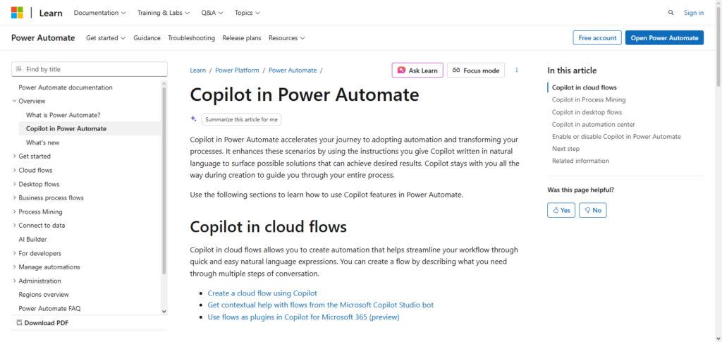Microsoft Power Automate + Copilot