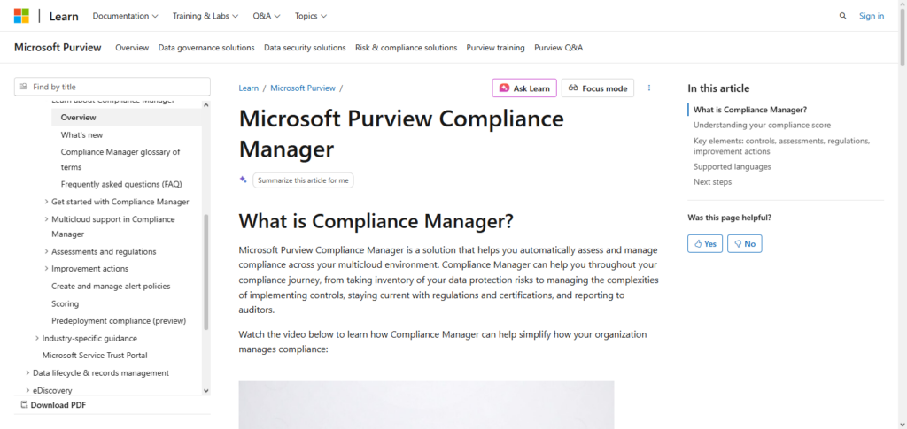 Microsoft Purview Compliance Manager