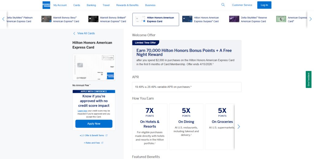 Hilton Honors American Express Card