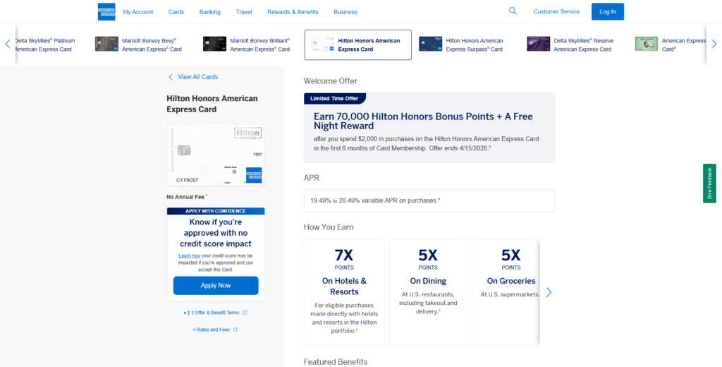 10 Best Credit Cards for Travel Rewards Worldwide (2026) 8 Hilton Honors American Express Card