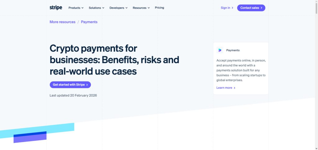  Stripe (Crypto Support via API)