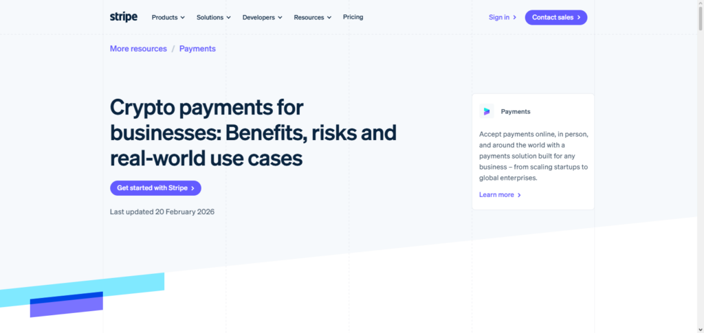  Stripe (Crypto Support via API)