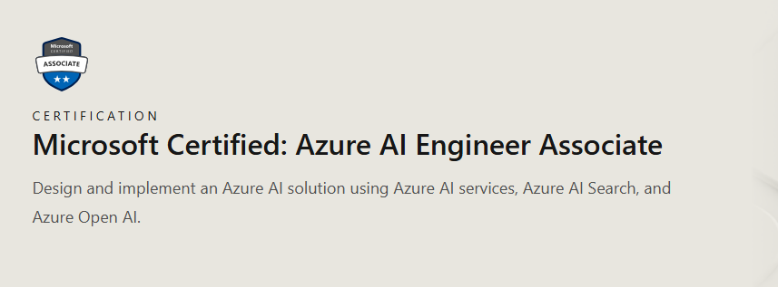 Microsoft Certified: Azure AI Engineer Associate