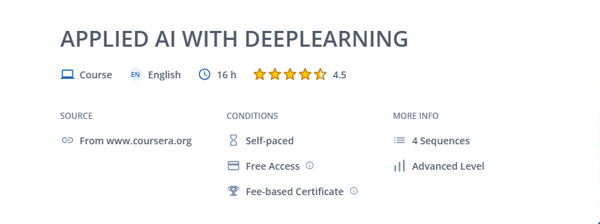 Applied AI with DeepLearning
