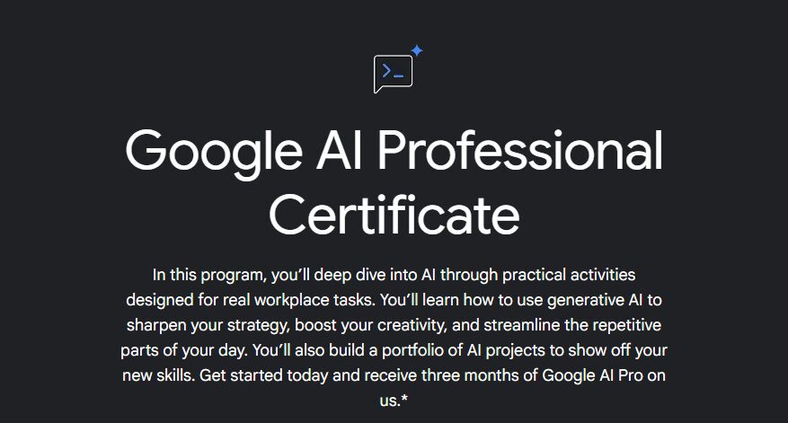 Professional Certificate in AI