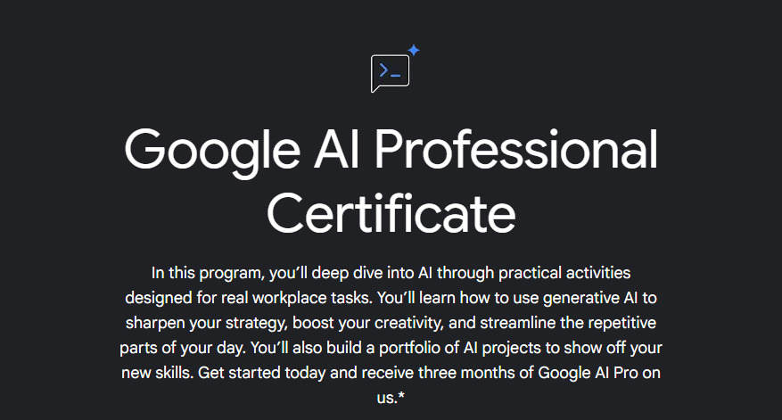 Professional Certificate in AI