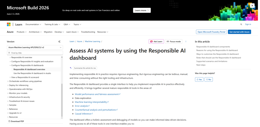 Microsoft Responsible AI Dashboard