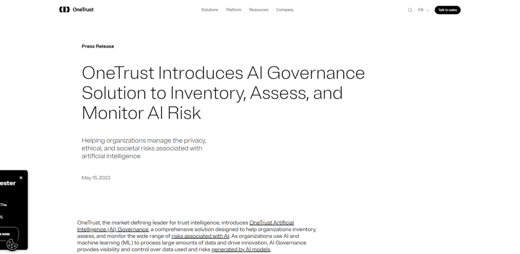 OneTrust AI Governance
