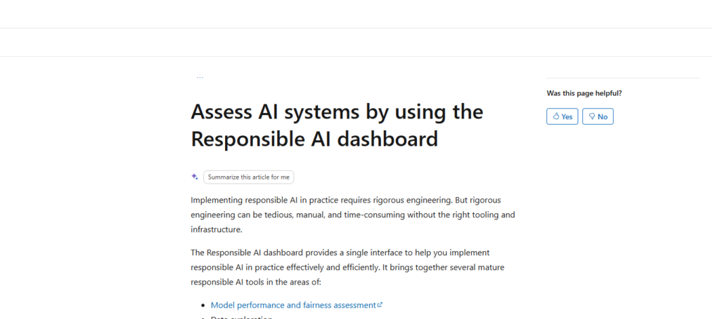Microsoft Responsible AI Dashboard