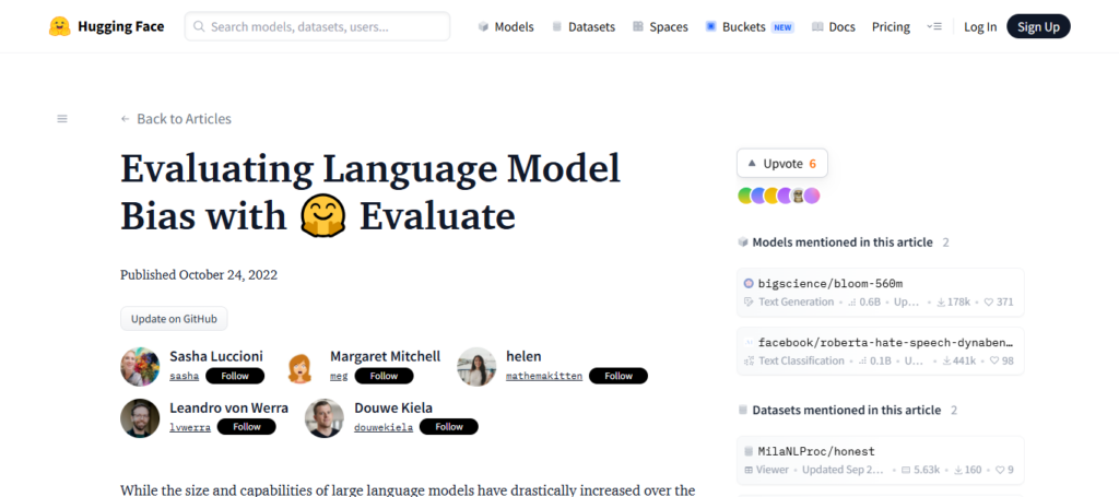 Hugging Face Evaluate + Bias Benchmarks