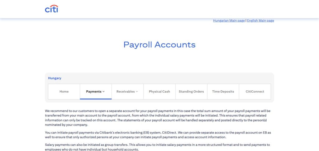Citibank Payroll Account