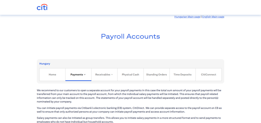Citibank Payroll Account