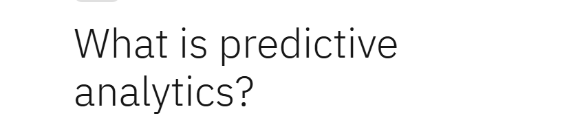 Predictive Analytics