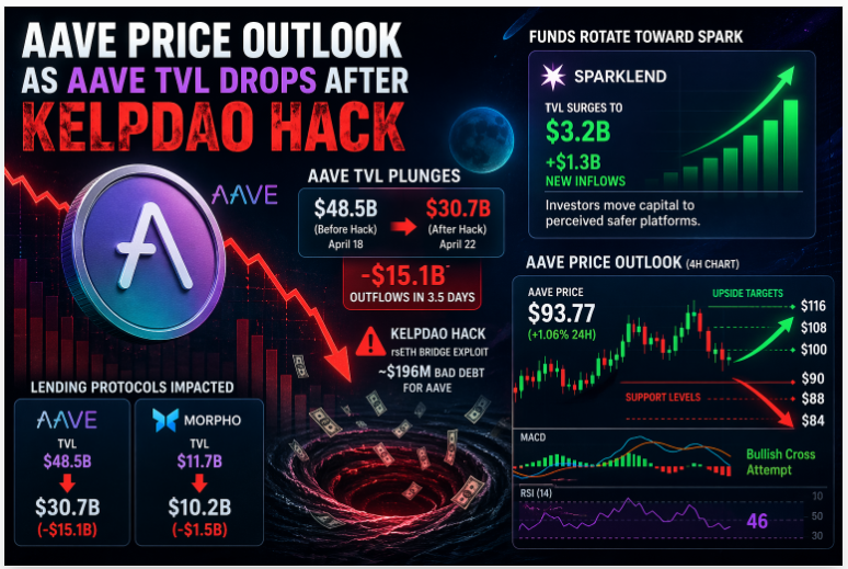 AAVE Price Outlook as Aave TVL Drops After KelpDAO Hack