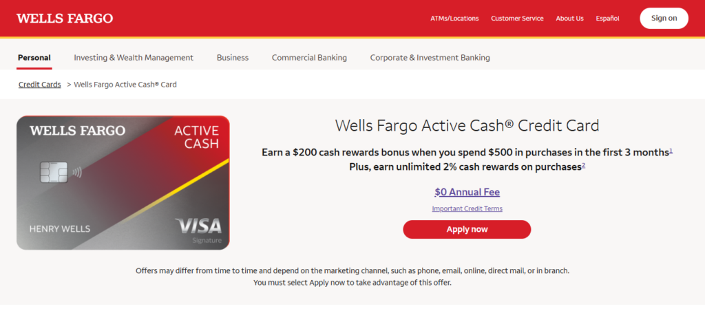 Wells Fargo Active Cash® Card