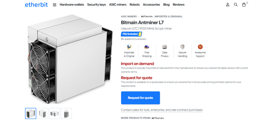 Bitmain Antminer L7 9050 MH/s
