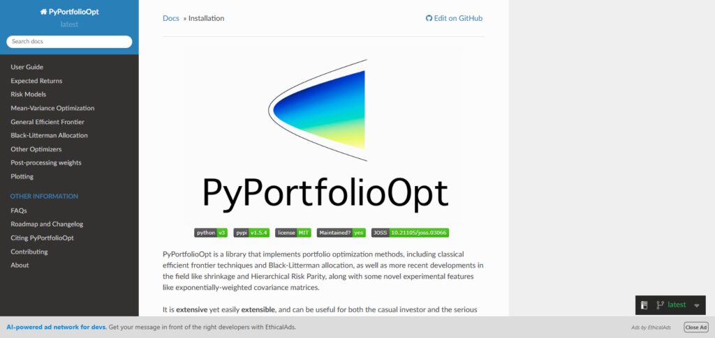 PyPortfolioOpt