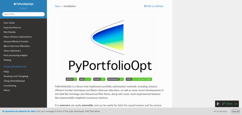 PyPortfolioOpt