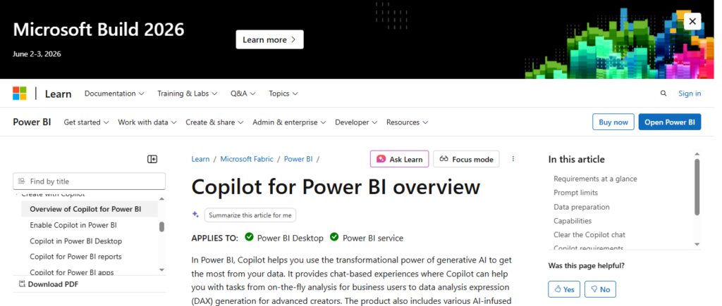 Microsoft Power BI + Copilot