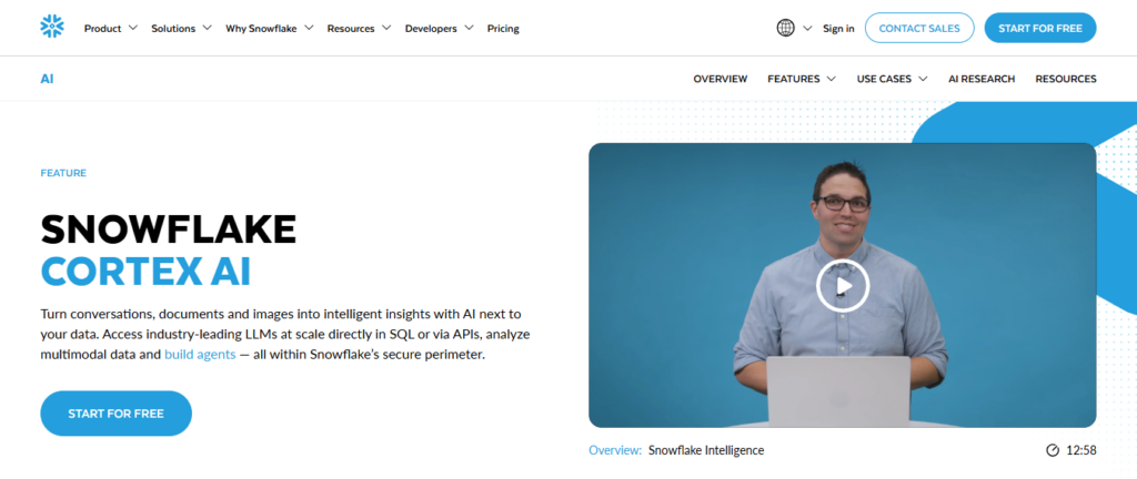 Snowflake Data Cloud + Snowflake Cortex AI