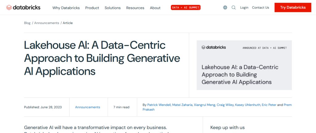 Databricks Lakehouse AI