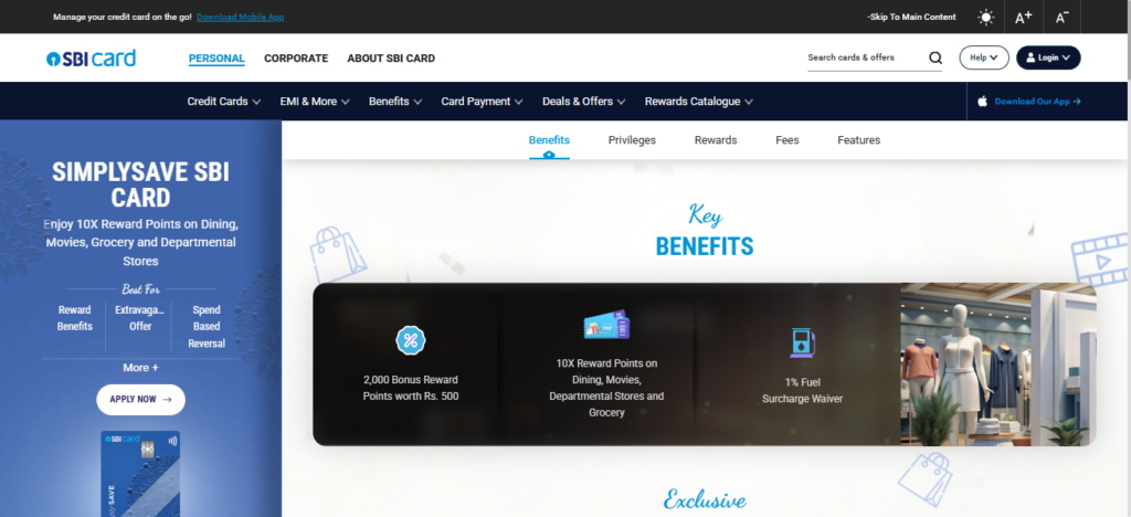 SBI SimplyCLICK/SimplySAVE Credit Card