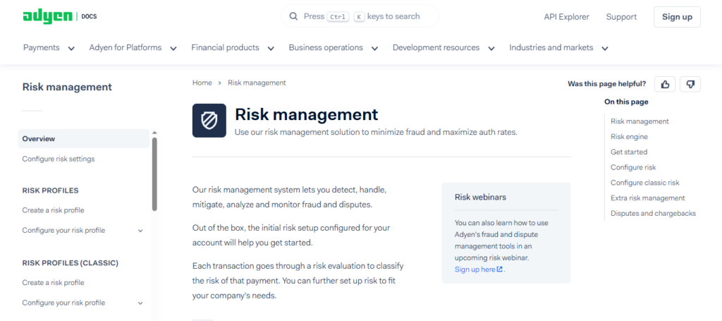 Adyen Risk Management
