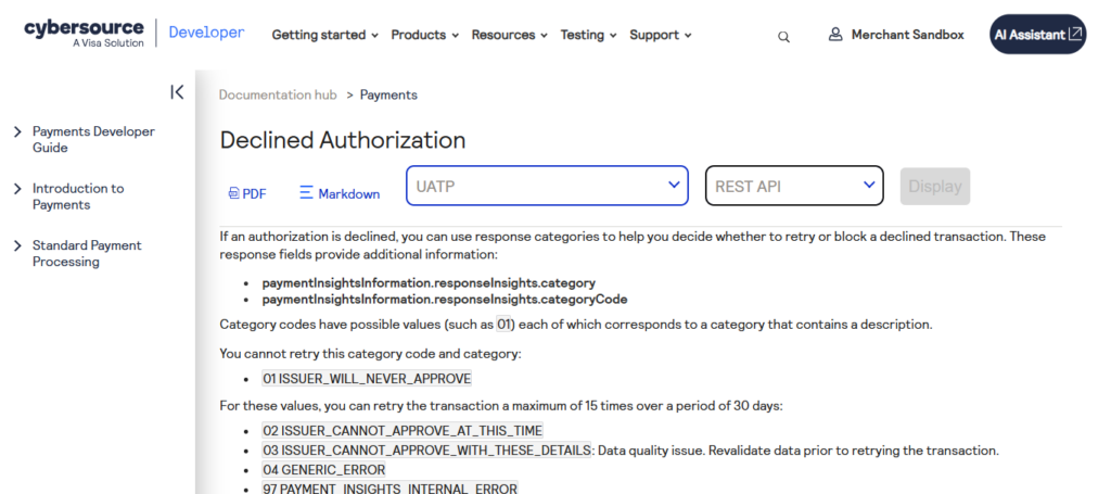Cybersource (Visa) Decline Intelligence