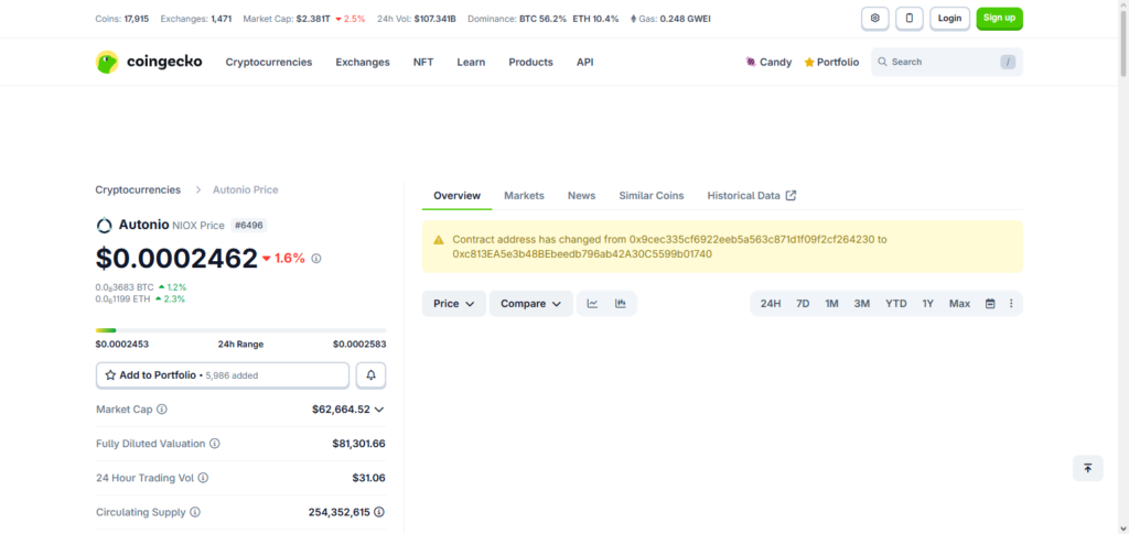 Autonio NIOX Terminal