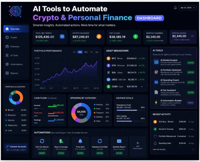 10 AI Tools to Automate Crypto & Personal Finance Dashboard