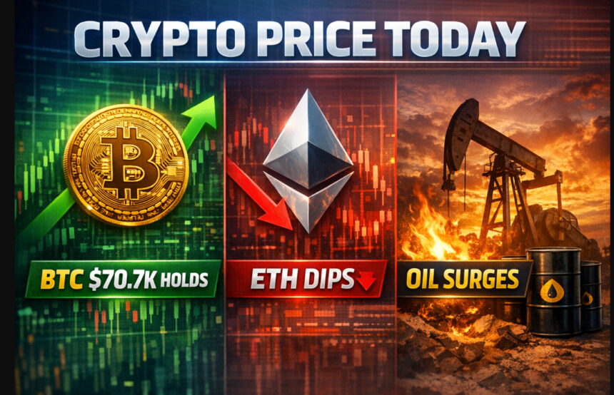 Crypto Price Today: BTC $70.7K Holds, ETH Dips, Oil Surges