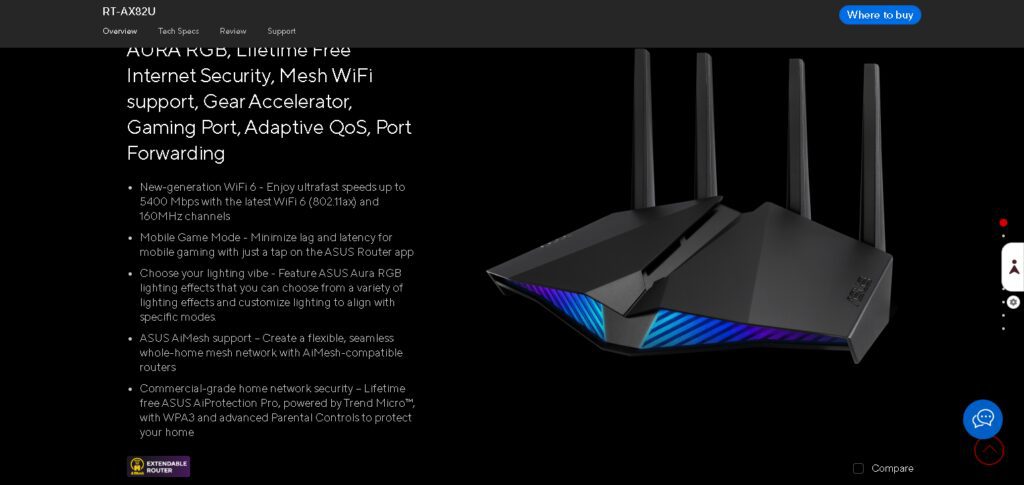 ASUS RT-AX82U AX5400 Dual Band WiFi 6 Gaming Router