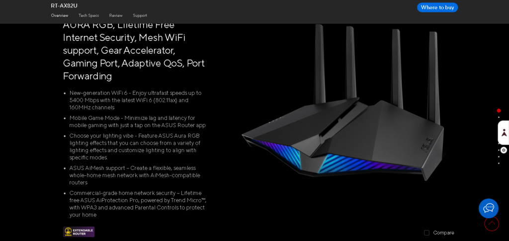 ASUS RT-AX82U AX5400 Dual Band WiFi 6 Gaming Router