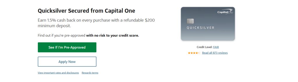 Capital One Quicksilver Secured (Rewards Variant)