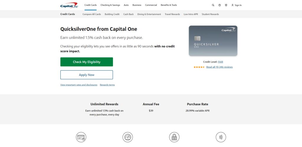 Capital One QuicksilverOne Rewards
