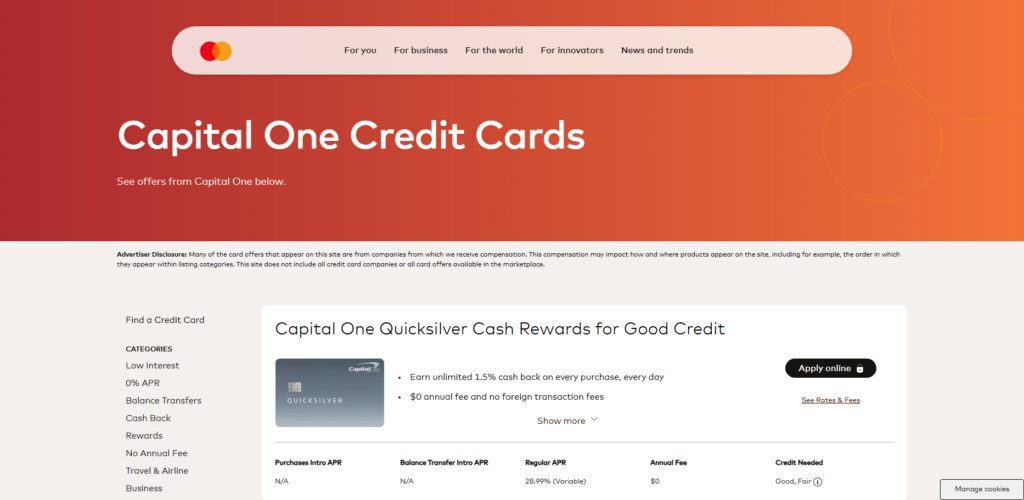 Capital One Platinum Mastercard