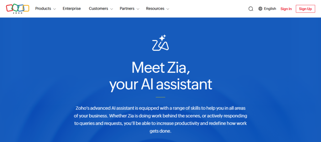 10 Best AI Apps for Small Business Automation in 2026 5 Zoho Zia AI