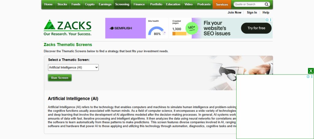 Zacks AI Research Tools