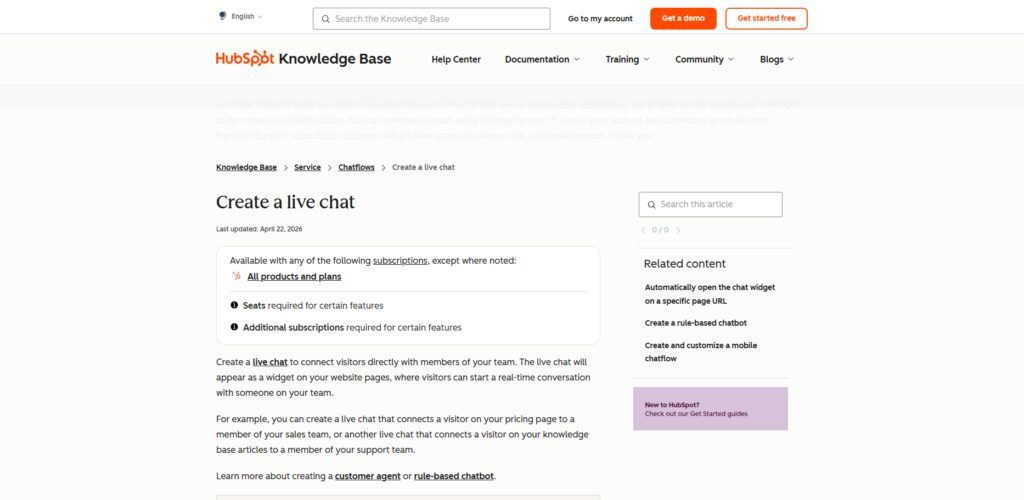 HubSpot Live Chat