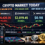 Crypto Market Today: BTC Below $77K, ETH Holds $2K XRP NEAR10