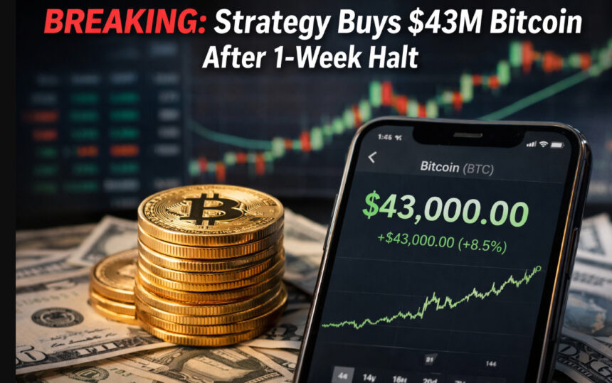 Breaking: Strategy Buys $43M Bitcoin After 1-Week Halt