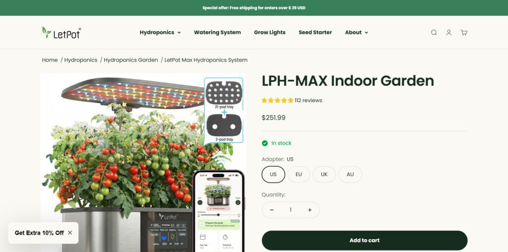 10 Best Smart Home Hydroponic Herb Gardens with UV Light 7 LetPot LPH-Max Smart Garden